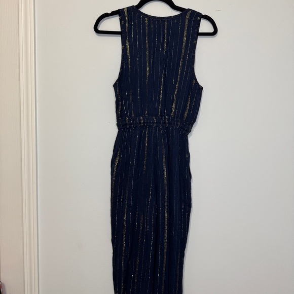 Raga Navy Blue & Gold Metallic Stripe Jumpsuit XS Festival Resort Wear NWT - Picture 4 of 16